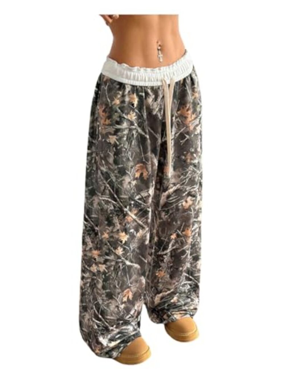 SOLY HUX Women's Camo Wide Leg Baggy Sweatpants Y2K Trousers